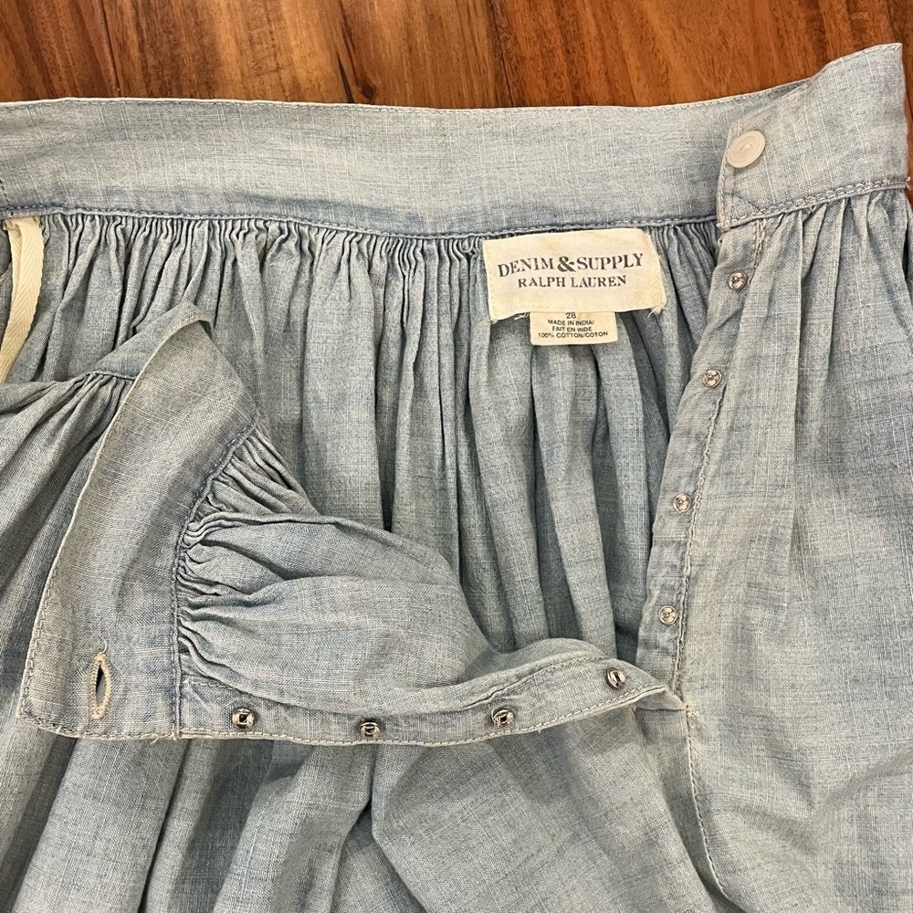 Denim & Supply Ralph Lauren Chambray Mini Skater Skirt Embroidered Blue NWT. - Picture 6 of 13